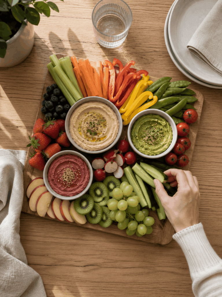 Snack Board mit Hummus
