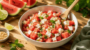 Zubereitung Melonen Feta Salat