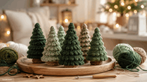 Gehäkelte Mini-Weihnachtsbäumchen