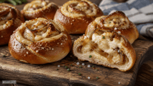 Laugenschnecken mit Obazda-Füllung