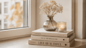 Dekobücher und Vase